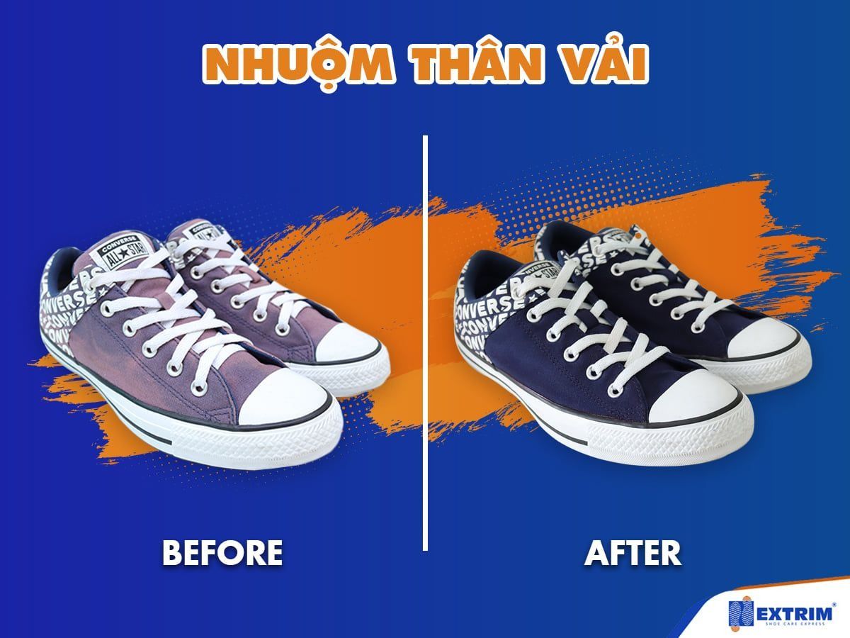 Nguyên nhân giày vải bị ố và xử lý bằng cách nhuộm thân giày